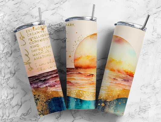 She is Creative 20oz Sublimation Tumbler Designs, Sunrise Wave 9.2 x 8.3”  Tumbler Png, Digital Download