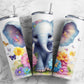 Colorful Flower Elephants 20oz Sublimation Tumbler Designs, Cute Elephants 9.2 x 8.3”  Tumbler Png, Digital Download