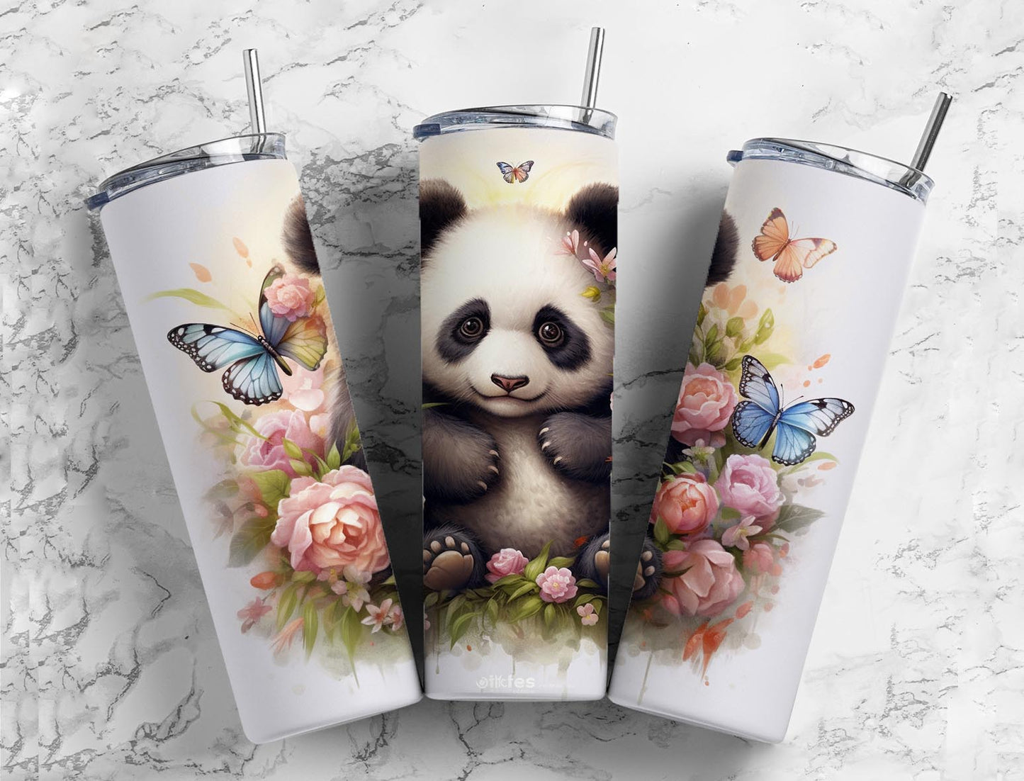 Butterfly Panda 20oz Sublimation Tumbler Designs, Cute Baby Panda 9.2 x 8.3”  Tumbler Png, Digital Download