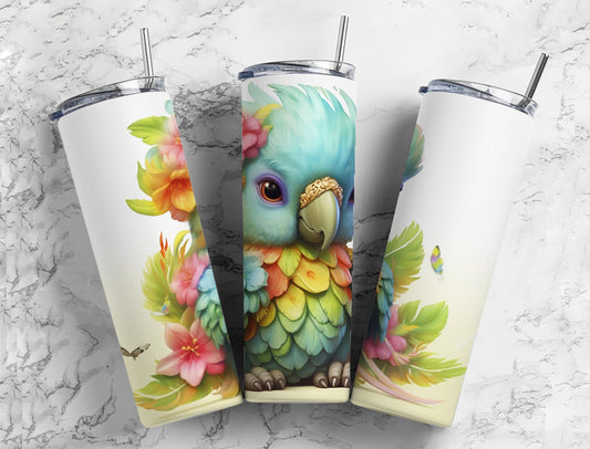 Colorful Parrot 20oz Sublimation Tumbler Designs, Cute Baby Parrot 9.2 x 8.3”  Tumbler Png, Digital Download