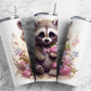 Colorful Flower Raccoon 20oz Sublimation Tumbler Designs, Cute Baby Raccoon 9.2 x 8.3”  Tumbler Png, Digital Download