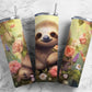 Colorful Flower Sloth 20oz Sublimation Tumbler Designs, Cute Sloth 9.2 x 8.3”  Tumbler Png, Digital Download