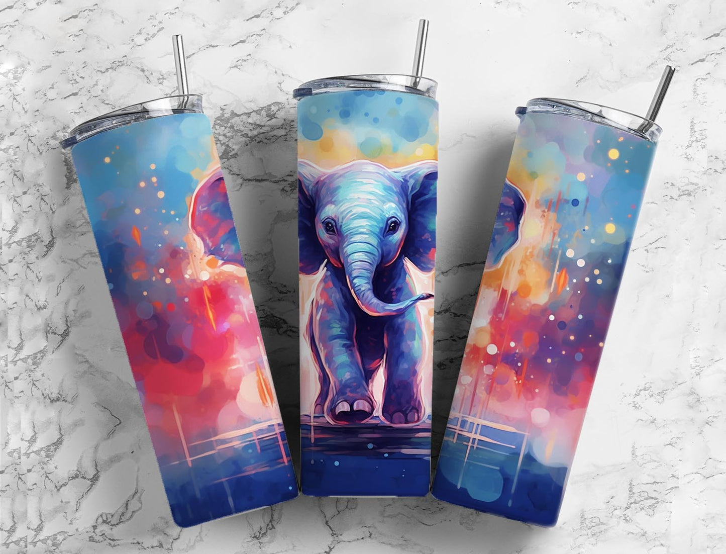 Rain Splash Elephants 20oz Sublimation Tumbler Designs, Cute Elephants 9.2 x 8.3”  Tumbler Png, Digital Download