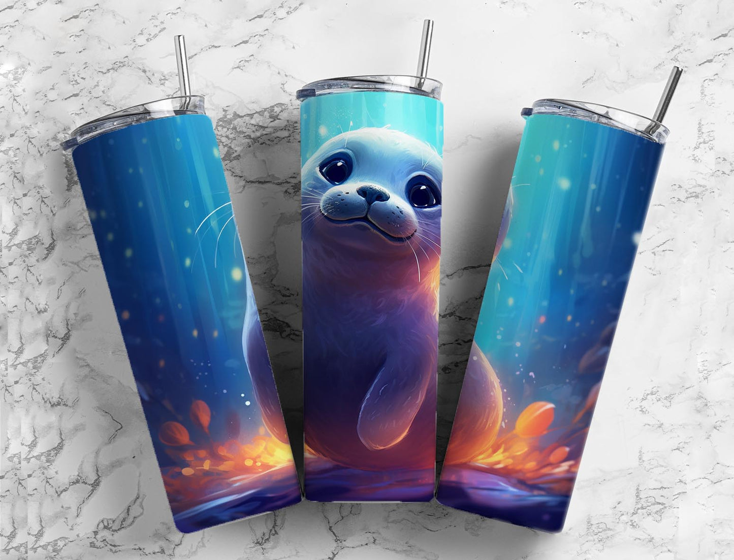 Watercolor Sealion 20oz Sublimation Tumbler Designs, Cute Sealion 9.2 x 8.3”  Tumbler Png, Digital Download