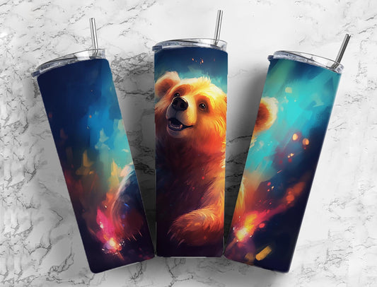 Watercolor Bear 20oz Sublimation Tumbler Designs, Cute Bear 9.2 x 8.3”  Tumbler Png, Digital Download