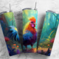 Colorful Flower Chicken 20oz Sublimation Tumbler Designs, Painted Chicken 9.2 x 8.3”  Tumbler Png, Digital Download