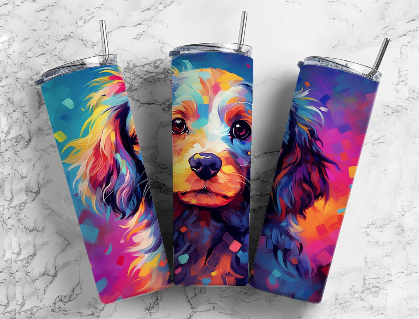 Colorful Dog  20oz Sublimation Tumbler Designs, Cute Dog 9.2 x 8.3”  Tumbler Png, Digital Download