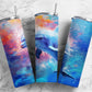 Deep Blue Painted Dolphin 20oz Sublimation Tumbler Designs, Blue Dolphin 9.2 x 8.3”  Tumbler Png, Digital Download