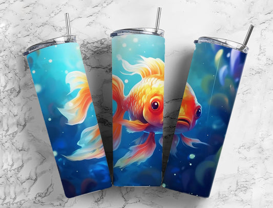 Blue Splash GoldFish 20oz Sublimation Tumbler Designs, GoldFish Splash 9.2 x 8.3”  Tumbler Png, Digital Download