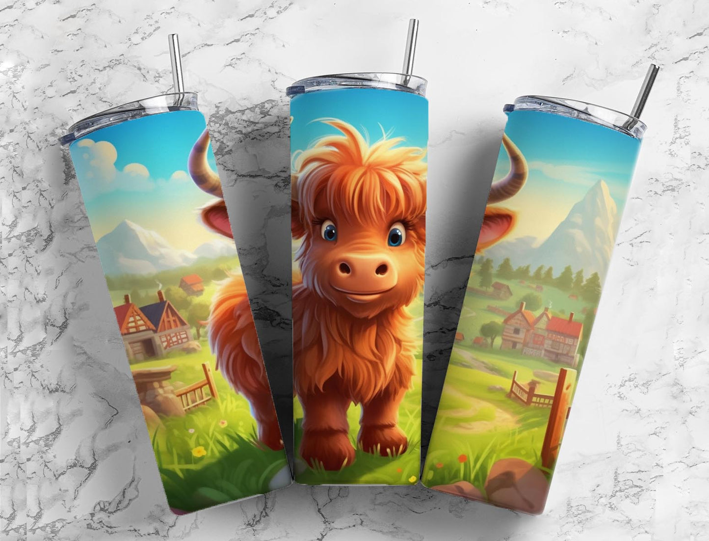 Baby Highland Cow  20oz Sublimation Tumbler Designs, Farm Animals 9.2 x 8.3”  Tumbler Png, Digital Download