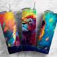 Colored Lion 20oz Sublimation Tumbler Designs, Watercolor Paint 9.2 x 8.3”  Tumbler Png, Digital Download