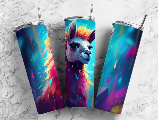 Watercolor Llama 20oz Sublimation Tumbler Designs, Painted Animals 9.2 x 8.3”  Tumbler Png, Digital Download