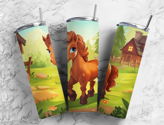 Brown Foal 20oz Sublimation Tumbler Designs, Farm Animals 9.2 x 8.3”  Tumbler Png, Digital Download