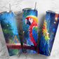 Raining Parrot 20oz Sublimation Tumbler Designs, Watercolor Paint 9.2 x 8.3”  Tumbler Png, Digital Download