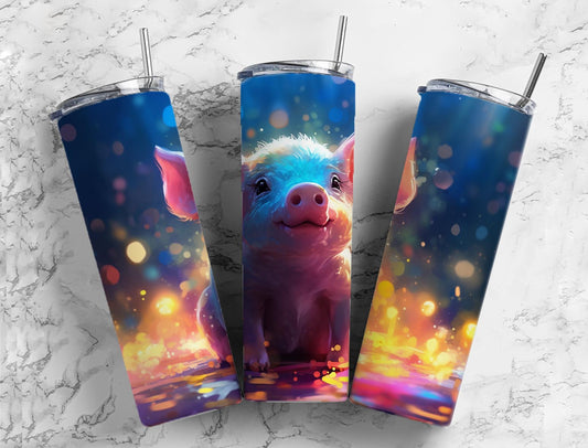 Splash Piglet 20oz Sublimation Tumbler Designs, Watercolor Paint 9.2 x 8.3”  Tumbler Png, Digital Download