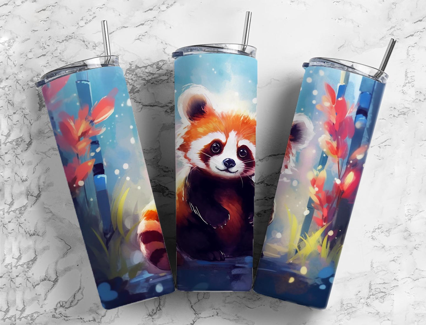 Splash Panda 20oz Sublimation Tumbler Designs, Watercolor Paint 9.2 x 8.3”  Tumbler Png, Digital Download