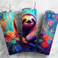 Colored Sloths 20oz Sublimation Tumbler Designs,Painted Animal 9.2 x 8.3”  Tumbler Png, Digital Download