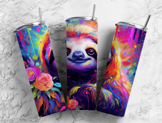 Watercolor Sloths 20oz Sublimation Tumbler Designs, Painted Animals 9.2 x 8.3”  Tumbler Png, Digital Download