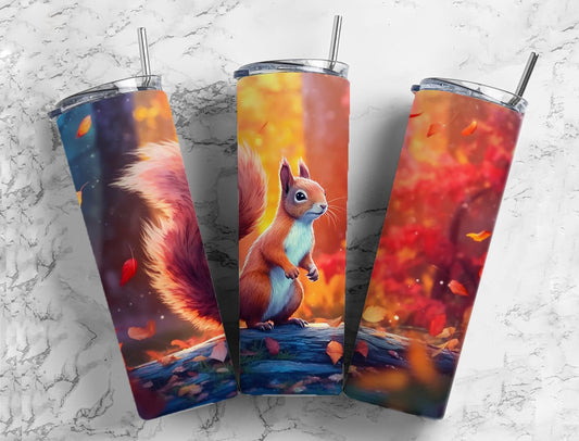 Squirrel 20oz Sublimation Tumbler Designs, Forest Animal Paint 9.2 x 8.3”  Tumbler Png, Digital Download