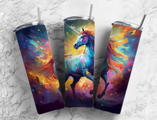 Watercolor Horse Unicorn 20oz Sublimation Tumbler Designs, Painted Animals 9.2 x 8.3”  Tumbler Png, Digital Download