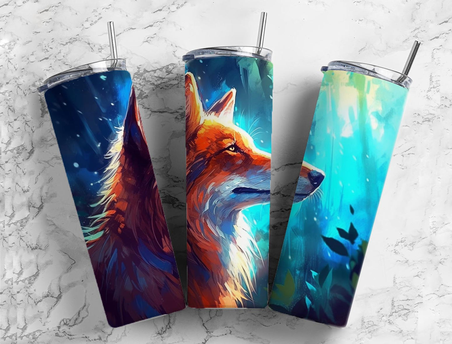 Watercolor Wolf 20oz Sublimation Tumbler Designs, Painting 9.2 x 8.3”  Tumbler Png, Digital Download