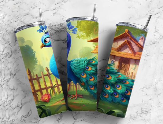 Blue Peacock 20oz Sublimation Tumbler Designs, Farm Animals 9.2 x 8.3”  Tumbler Png, Digital Download