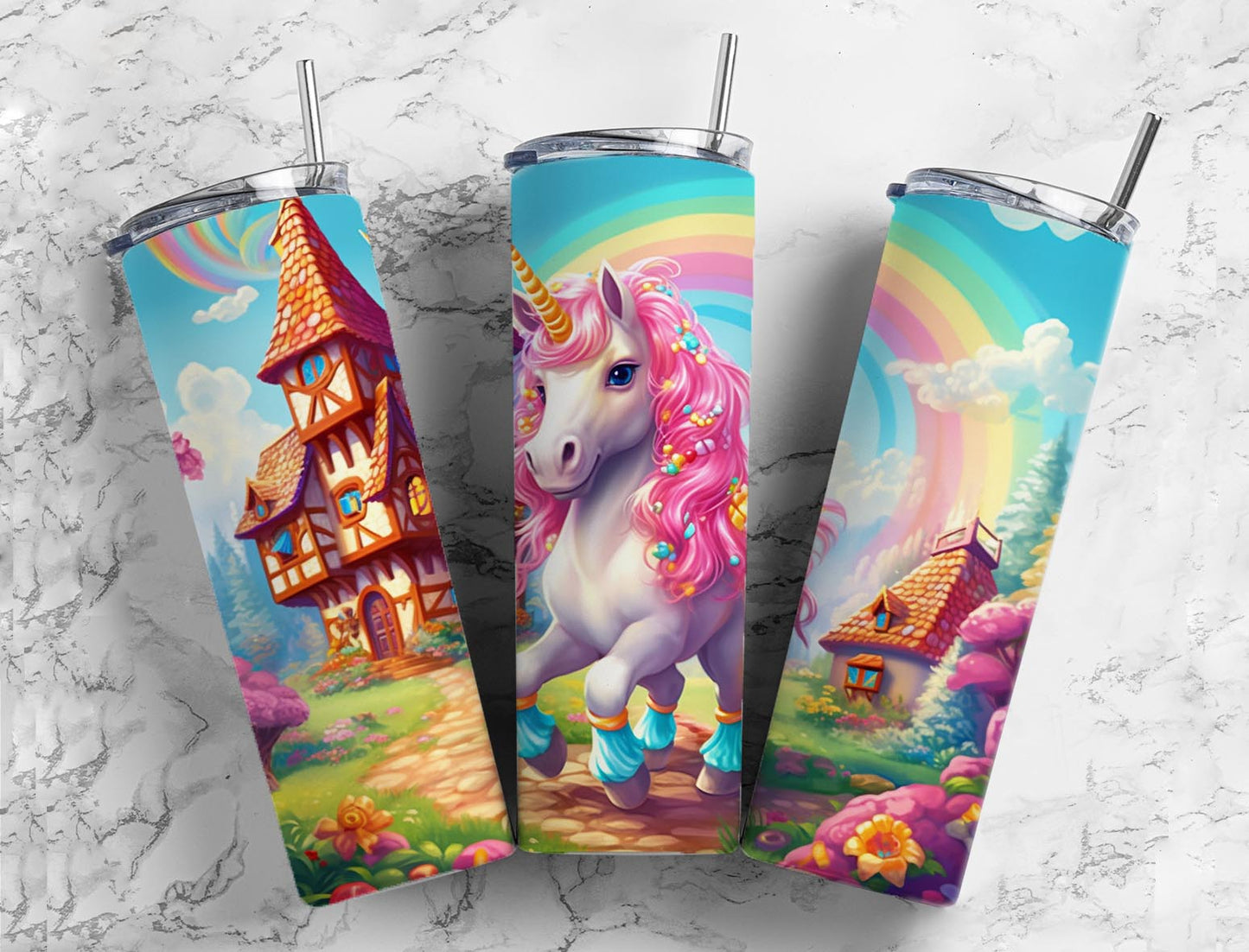 Pink Unicorn 20oz Sublimation Tumbler Designs, Rainbow Paint 9.2 x 8.3”  Tumbler Png, Digital Download