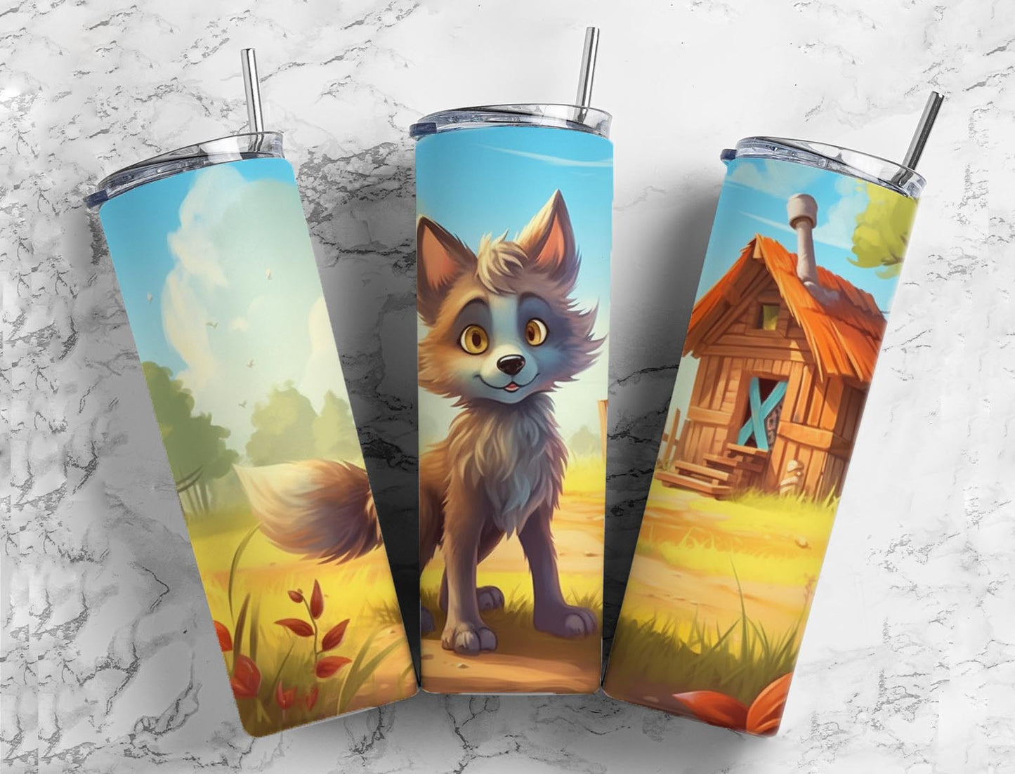 Baby FOx 20oz Sublimation Tumbler Designs, Farm Animals 9.2 x 8.3”  Tumbler Png, Digital Download