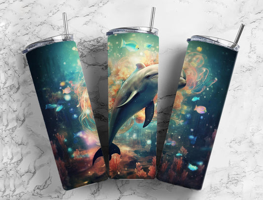 Under the Sea Dolphin 20oz Sublimation Tumbler Designs, Watercolor Paint 9.2 x 8.3”  Tumbler Png, Digital Download