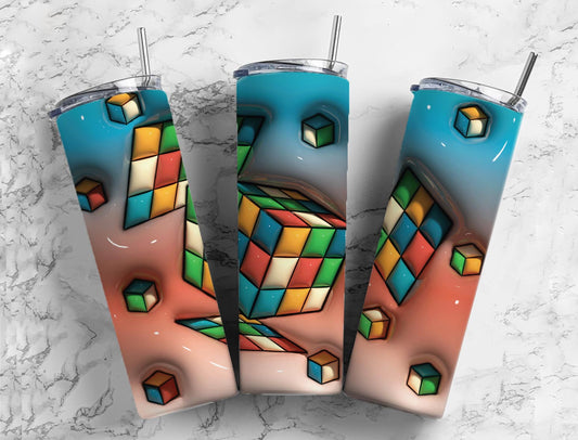 3D Inflated Rubiks Cube 20oz Sublimation Tumbler Designs, Rubiks 9.2 x 8.3”  Tumbler Png, Digital Download