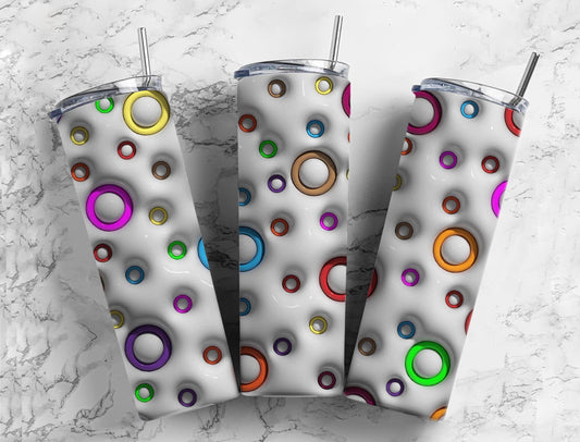 3D Inflated Colorful Dots 20oz Sublimation Tumbler Designs, Colored Dots 9.2 x 8.3”  Tumbler Png, Digital Download