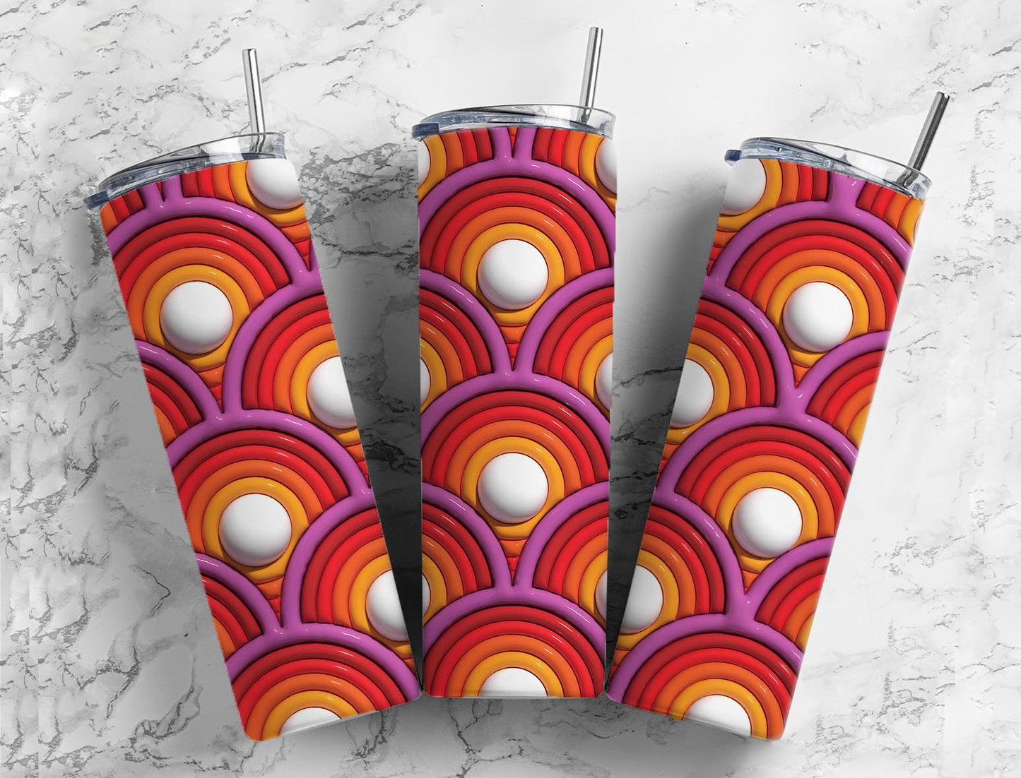 3D Inflated Spiral Pattern 20oz Sublimation Tumbler Designs, Colored Pattern 9.2 x 8.3”  Tumbler Png, Digital Download