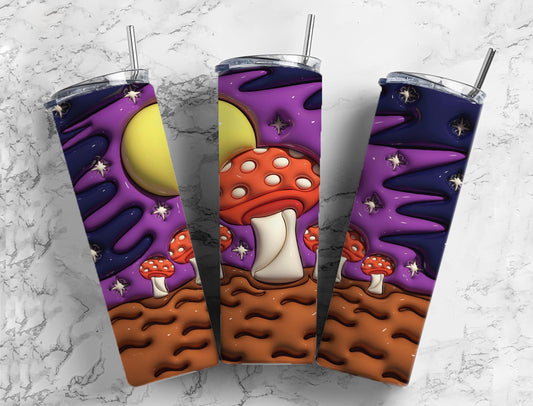 3D Inflated Mushroom 20oz Sublimation Tumbler Designs, Galactic Mushroom 9.2 x 8.3”  Tumbler Png, Digital Download