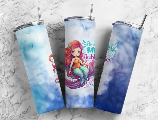 Bring Me Bubbles 20oz Sublimation Tumbler Designs, Orange Mermaid 9.2 x 8.3”  Tumbler Png, Digital Download