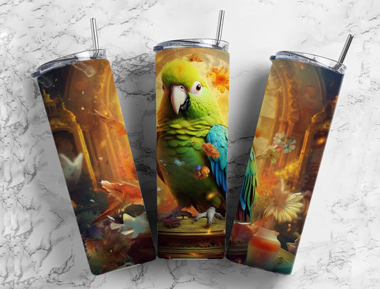 Budgerigar 20oz Sublimation Tumbler Designs, Painted Animals 9.2 x 8.3”  Tumbler Png, Digital Download