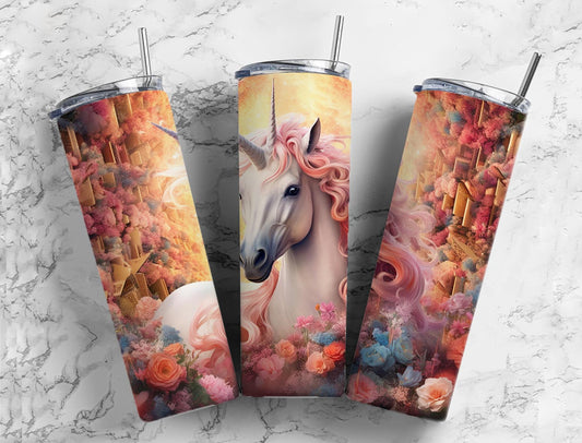 3D Pink Unicorn 20oz Sublimation Tumbler Designs, 3D unicorn 9.2 x 8.3”  Tumbler Png, Digital Download