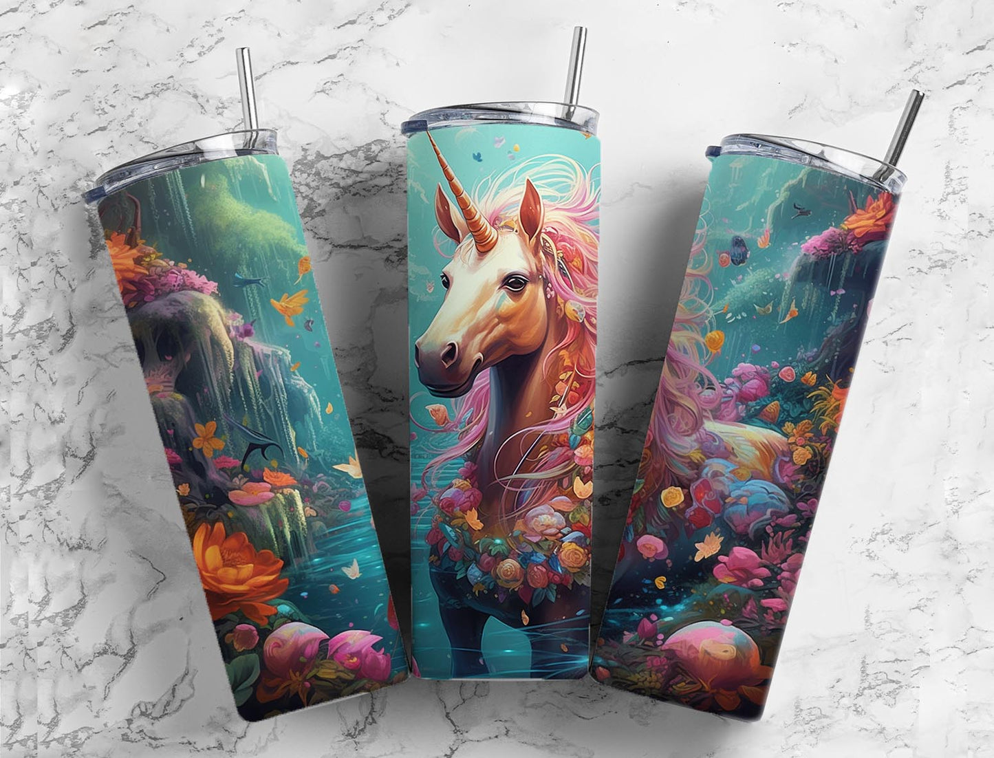 3D Paint Unicorn 20oz Sublimation Tumbler Designs, Flower Unicorn 9.2 x 8.3”  Tumbler Png, Digital Download