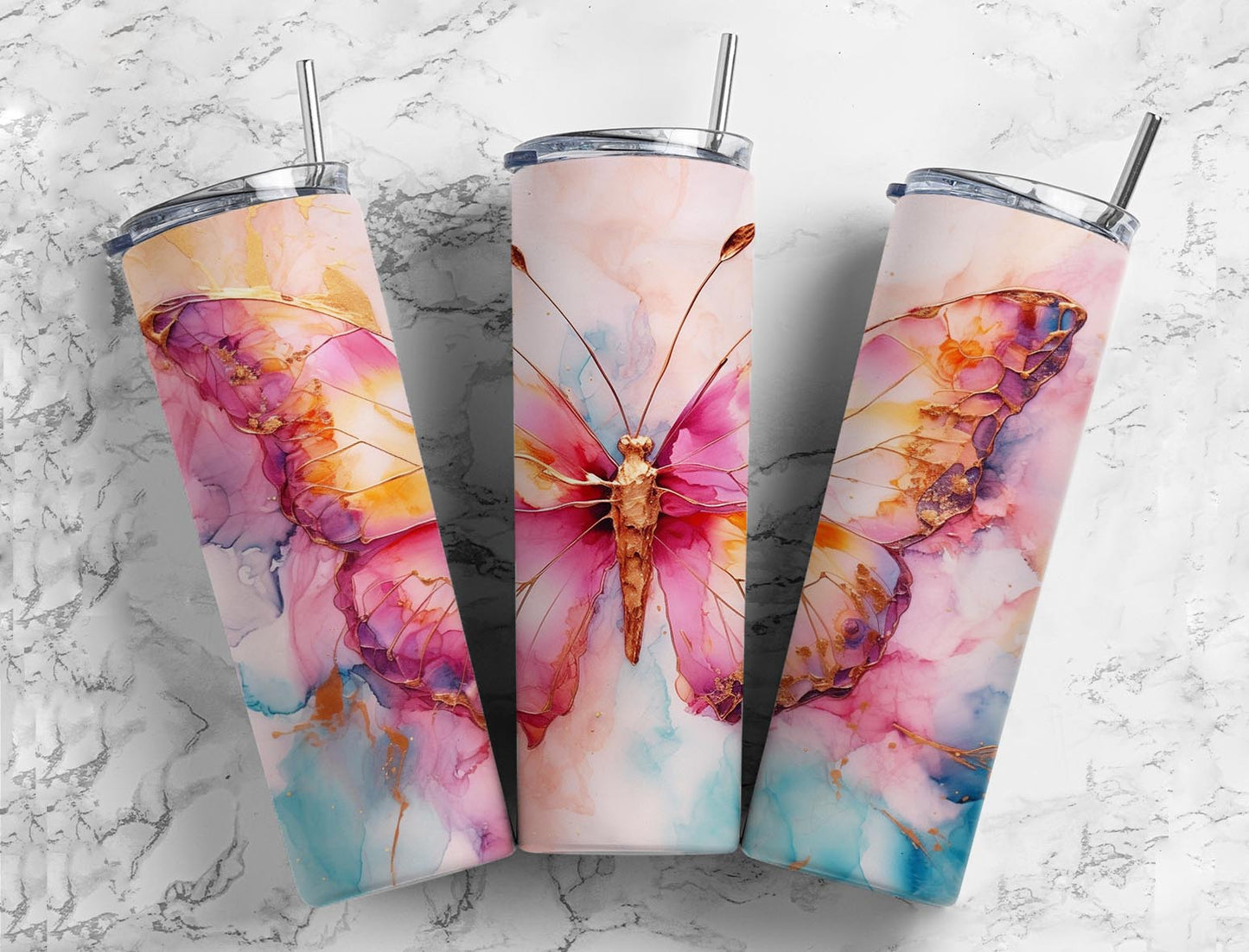 Colored Splash Butterfly 20oz Sublimation Tumbler Designs, Splash Butterfly 9.2 x 8.3”  Tumbler Png, Digital Download