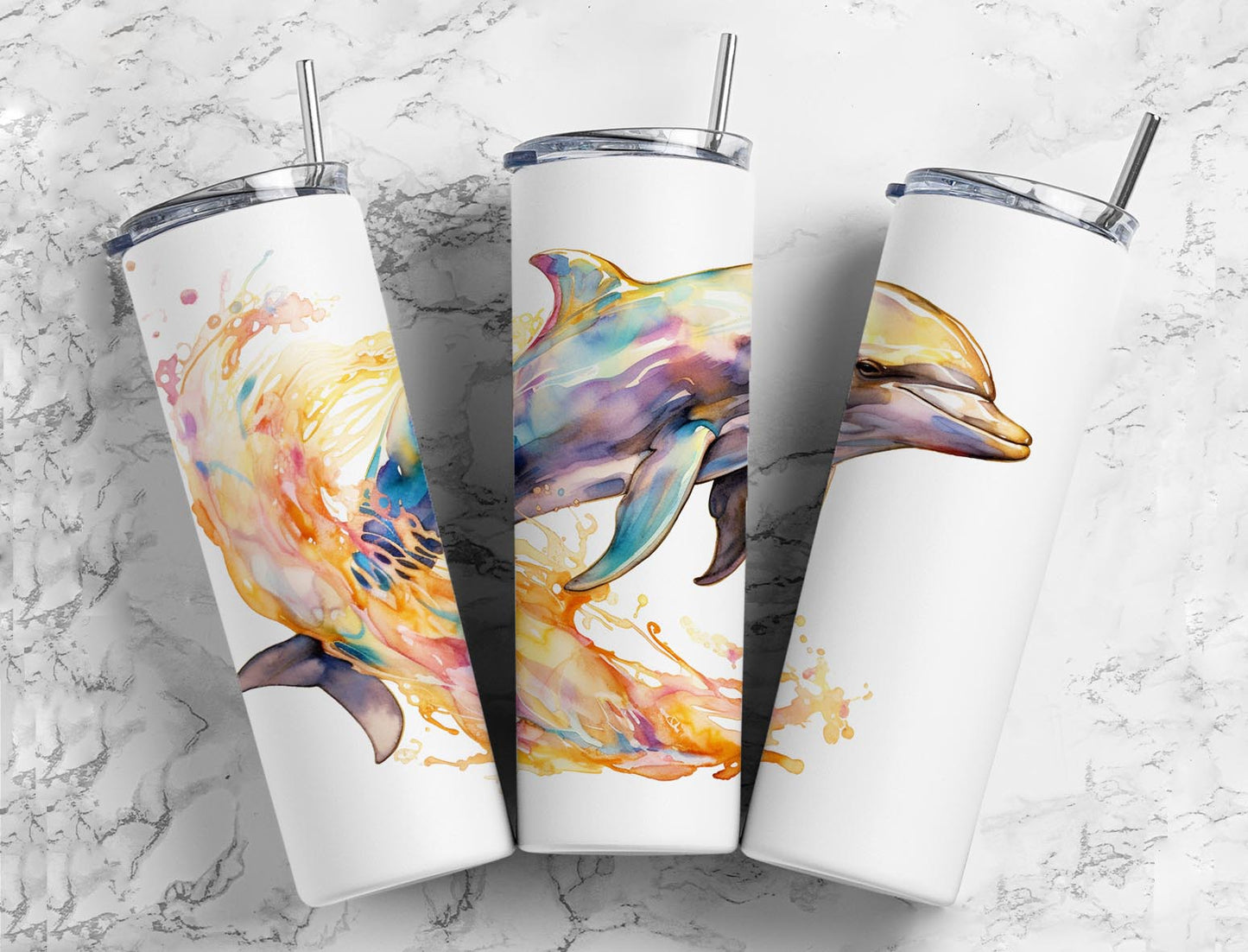 Dolphin Splash 20oz Sublimation Tumbler Designs, Dolphin 9.2 x 8.3”  Tumbler Png, Digital Download