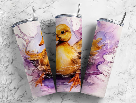 Purple Splash Duck 20oz Sublimation Tumbler Designs, Purple Duck 9.2 x 8.3”  Tumbler Png, Digital Download