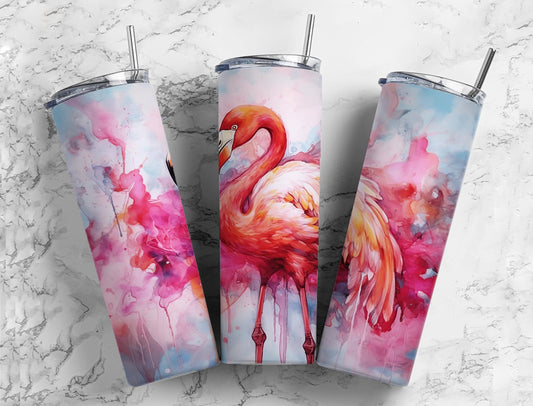 Pink Flamingo 20oz Sublimation Tumbler Designs, Splash Flamingo 9.2 x 8.3”  Tumbler Png, Digital Download