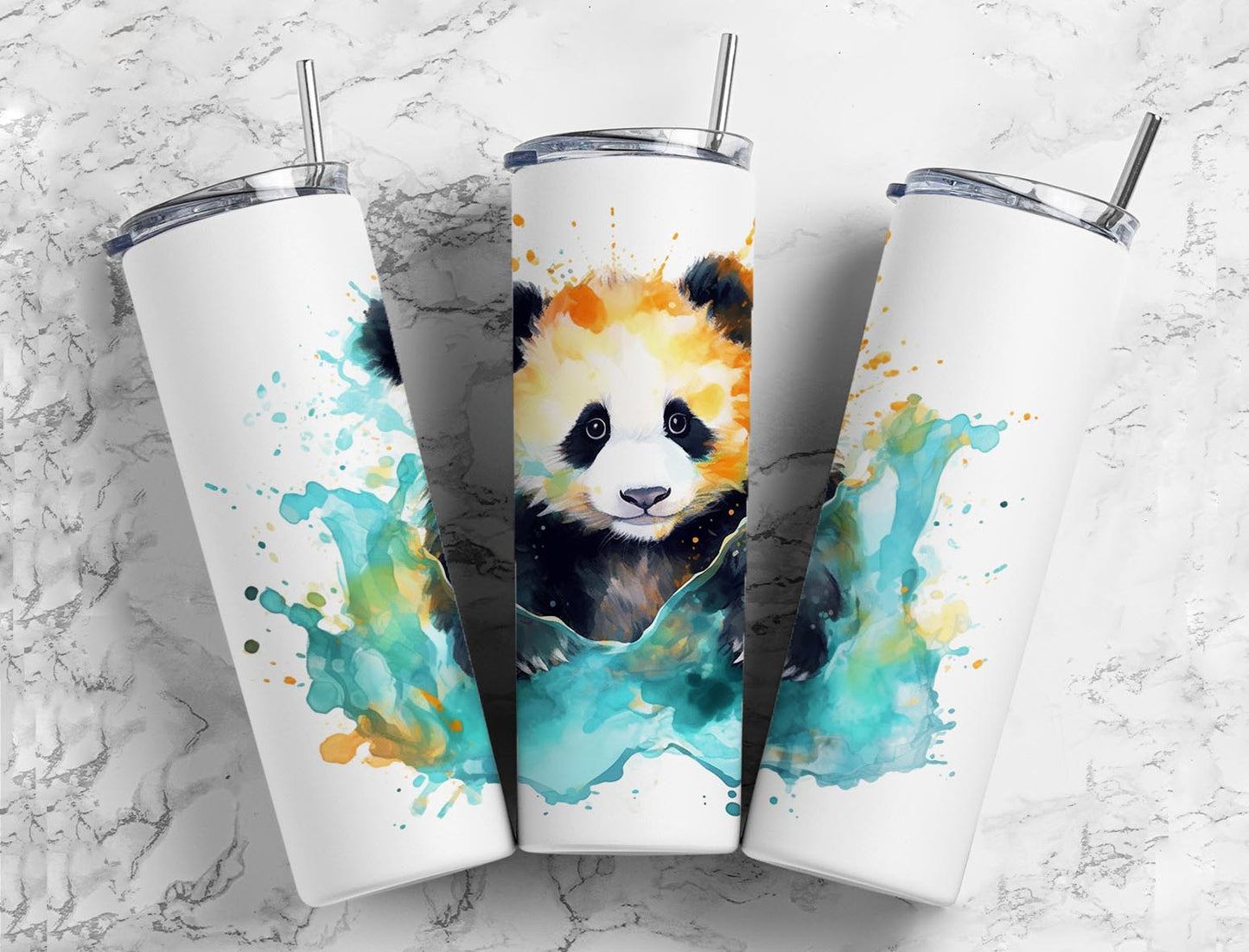 Blue Splash Panda 20oz Sublimation Tumbler Designs, Panda Splash 9.2 x 8.3”  Tumbler Png, Digital Download