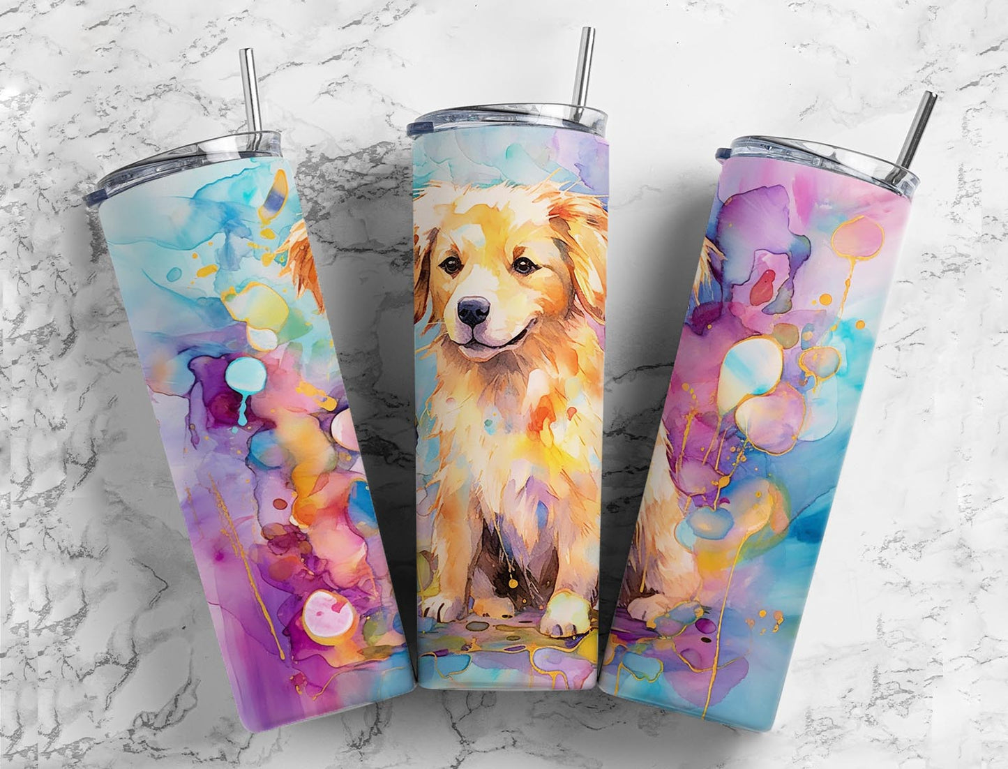 Purple Painted Dog 20oz Sublimation Tumbler Designs, Purple Splash Dog 9.2 x 8.3”  Tumbler Png, Digital Download