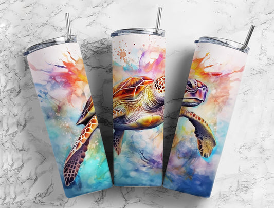 Watercolor SeaTurtle 20oz Sublimation Tumbler Designs, Cute SeaTurtle 9.2 x 8.3”  Tumbler Png, Digital Download