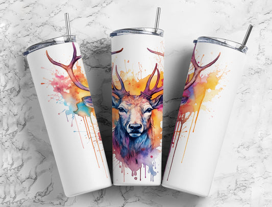 Colorful Painted Deer  20oz Sublimation Tumbler Designs, Painted Deer 9.2 x 8.3”  Tumbler Png, Digital Download