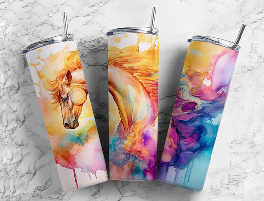 Rainbow Horse Splash 20oz Sublimation Tumbler Designs, Colorful Horse 9.2 x 8.3”  Tumbler Png, Digital Download