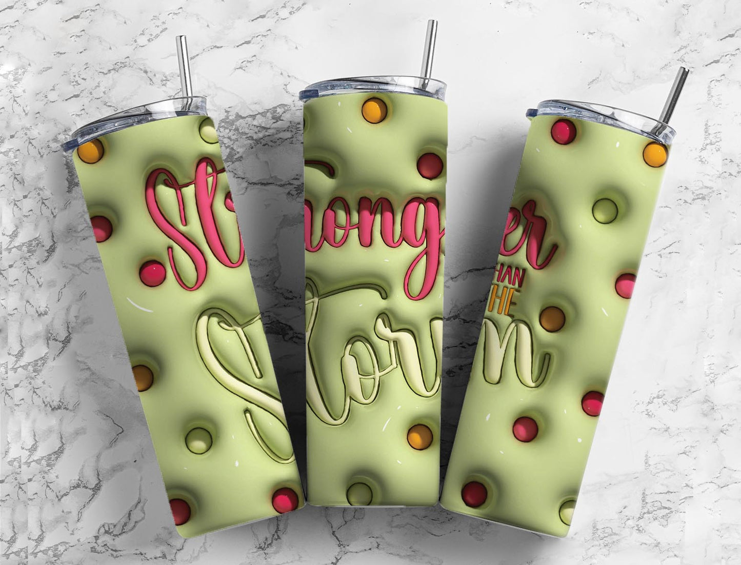 Stronger then the storm 20oz Sublimation Tumbler Designs, 3D Inflated puff 9.2 x 8.3” Tumbler Png, Digital Download