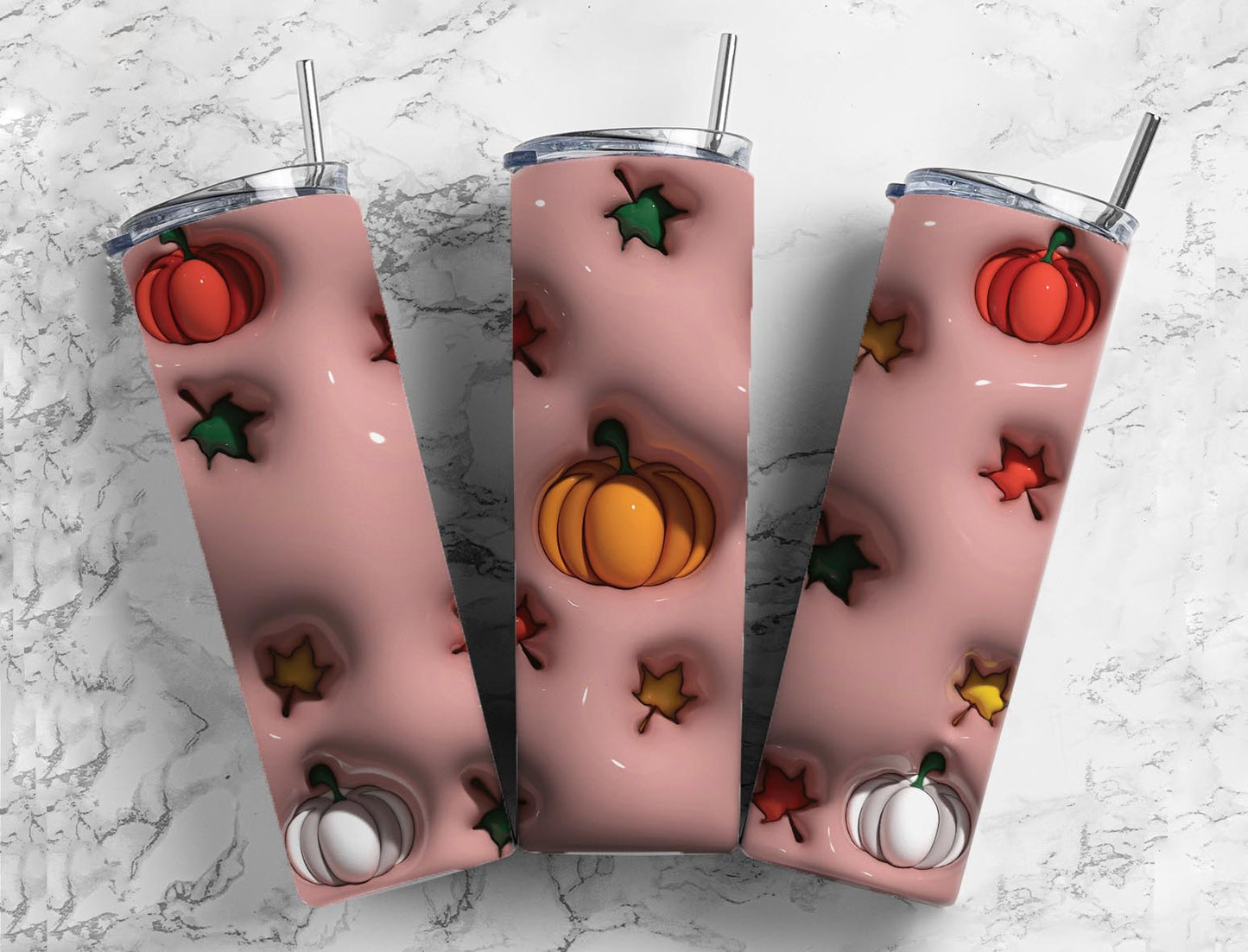 Pumpkin Fall 20oz Sublimation Tumbler Designs, 3D Inflated puff 9.2 x 8.3 Tumbler Png, Digital Download