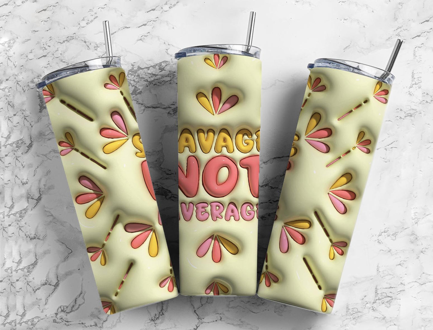 Savage not average 20oz Sublimation Tumbler Designs, 3D Inflated puff 9.2 x 8.3” Tumbler Png, Digital Download