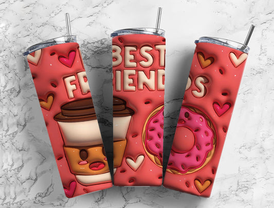 Bestfriends 20oz Sublimation Tumbler Designs, 3D Inflated 9.2 x 8.3”  Tumbler Png, Digital Download